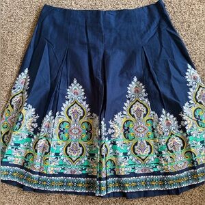 Charter Club Navy Blue Patterned Skirt